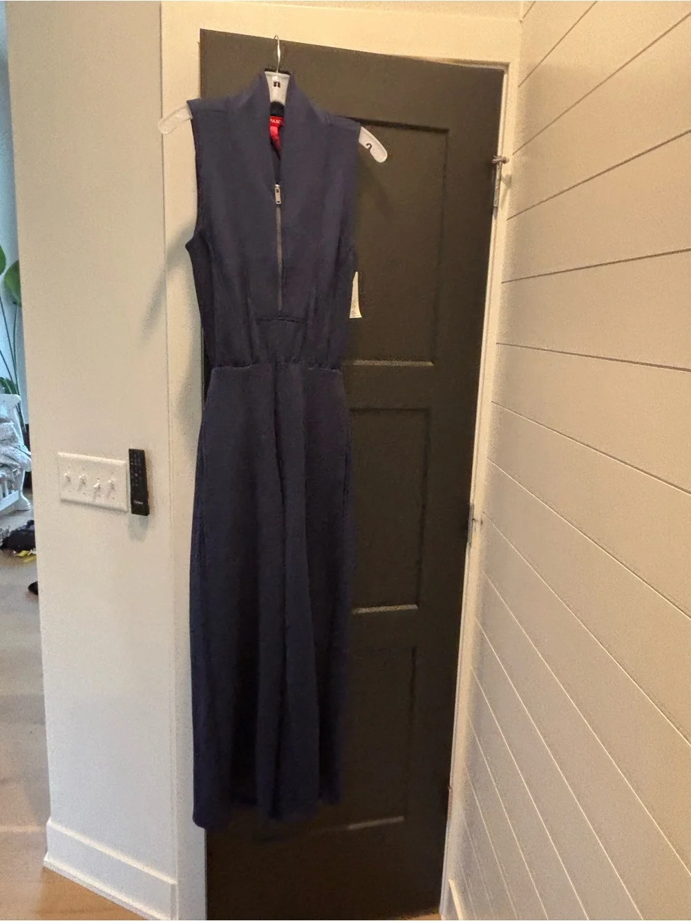 SPANX AirEssentials Shawl Collar Half Zip Jumpsuit XS petite Timeless Navy NWT